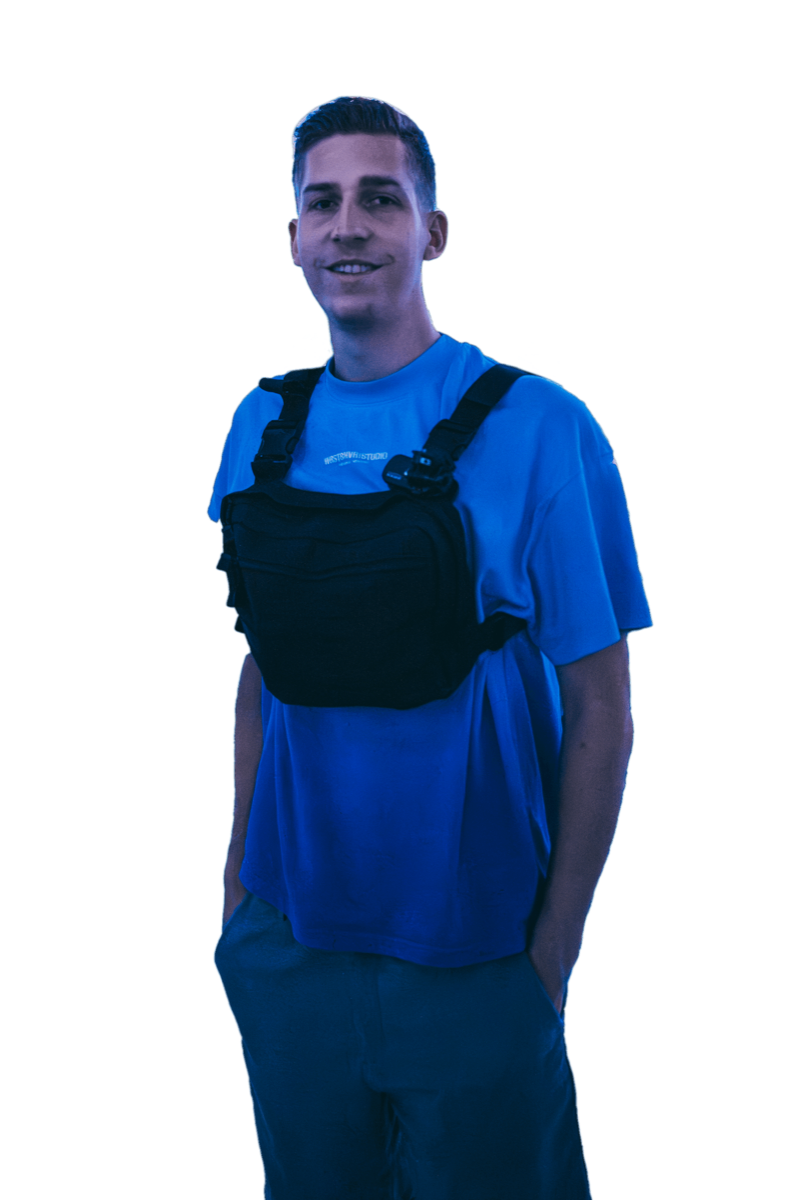 Leon Antoin wearing a camera chest rig
